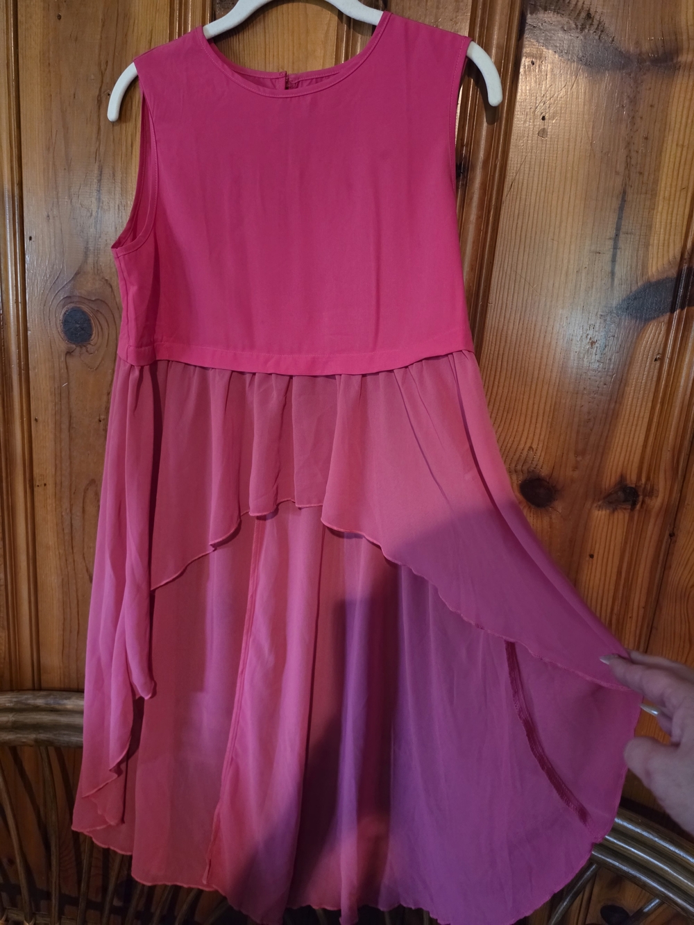 SHEIN Hot Pink Layered Chiffon High-Low Top